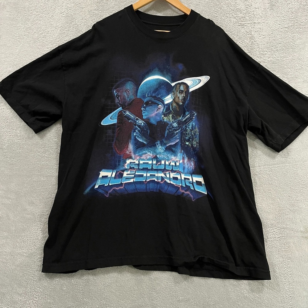 Rauw Alejandro Shirt Mens 2XL Black Saturno World Tour Concert Graphic Tee USA